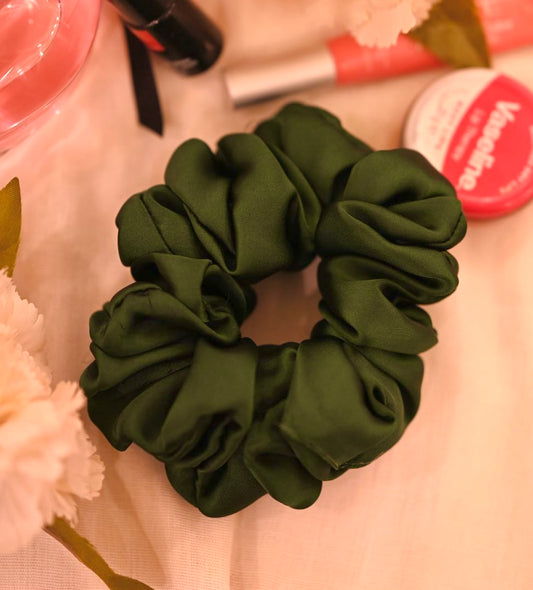 Bottle Green Silk Scrunchie